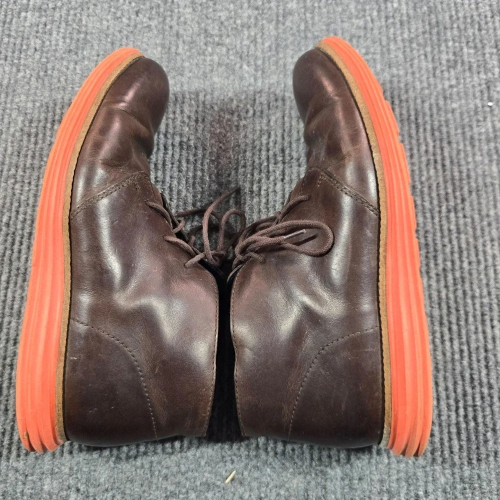 Cole Haan LunarGrand Boots Mens Size 10M Brown Leather Chukka Orange Sole